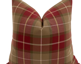 Country Christmas Pillow | Red & Green Pillow Cover, Plaid Pillow Cover, Christmas Plaid Pillow, Decorative Pillow Cover, Hackner Home