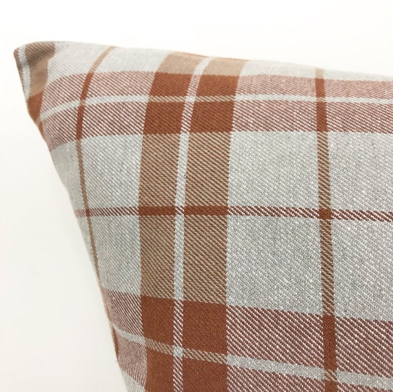 Gray & Rust Plaid Pillow Cover Plaid Gray & Rust Plaid Pillow Cover Plaid