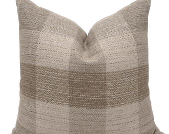 Camden Plaid Pillow Cover, Herringbone Windowpane Lumbar Pillow, Performance Cushion, HACKNER HOME