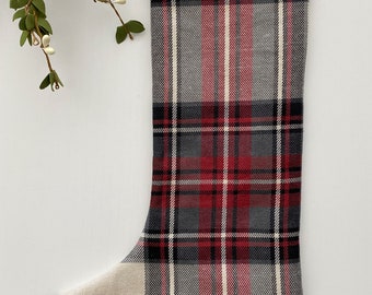 Red Plaid Christmas Stocking, Tartan Christmas Decor, HACKNER HOME