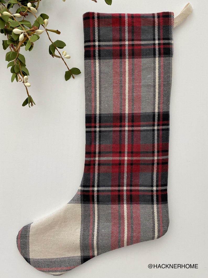 Red Plaid Christmas Stocking Plaid Christmas Stocking Etsy
