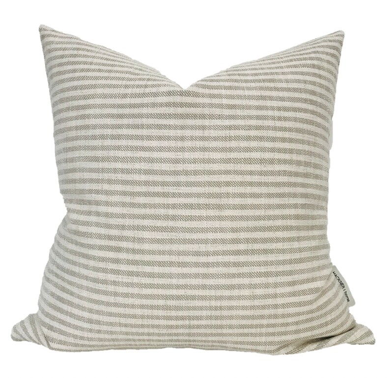 Sage Linen Stripe Pillow Cover Sage Pillow Striped Pillow Etsy