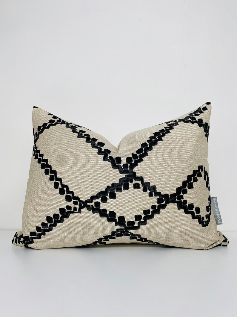 Boho Linen Black Pillow Cover Designer Pillow Cover Etsy