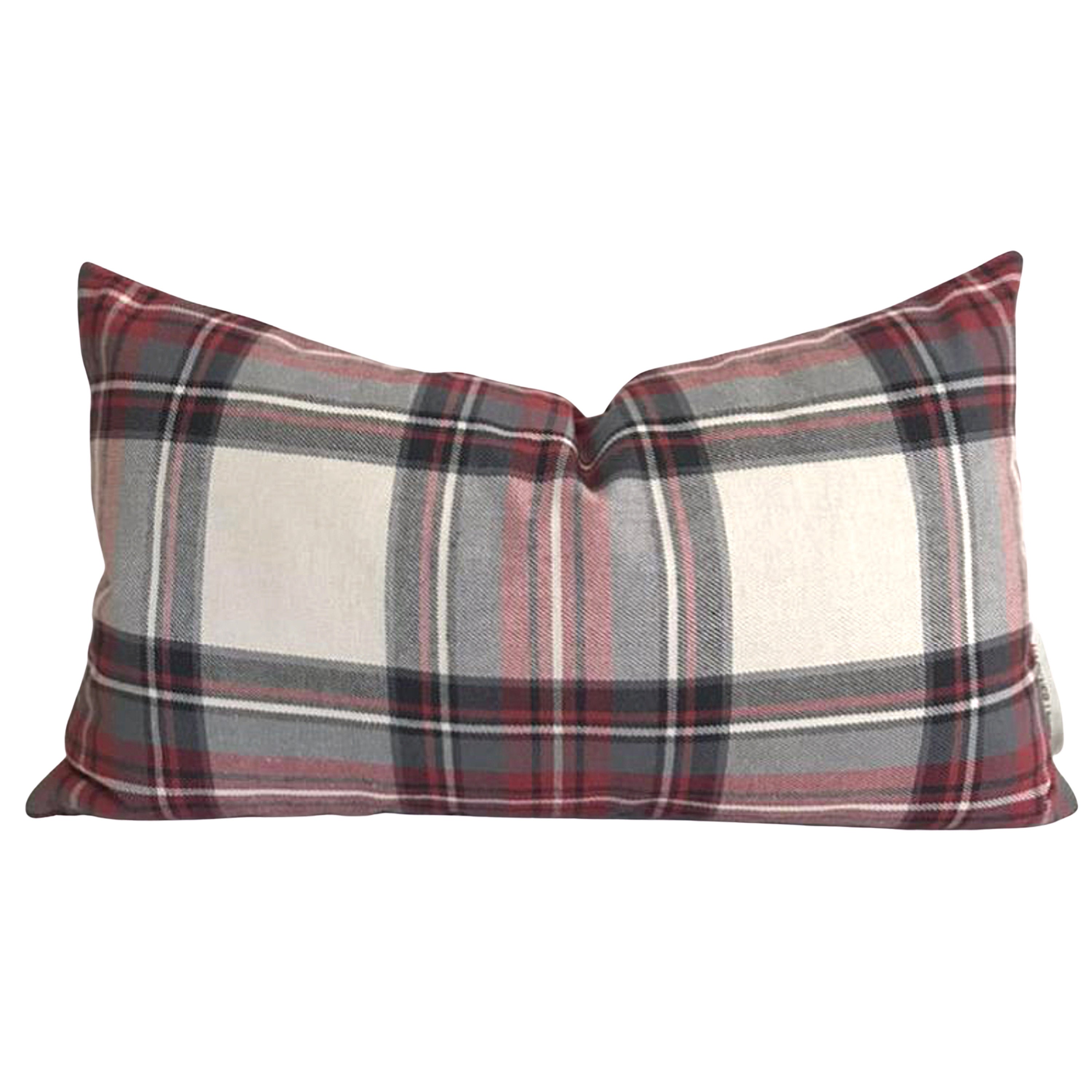 Plaid Pillow Cover Red Plaid Pillow Cover Windowpane Pillow Etsy