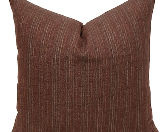 Ember Rust Pillow Cover, Terracotta Pinstripe Lumbar Pillows, Performance Cushion Cover, HACKNER HOME