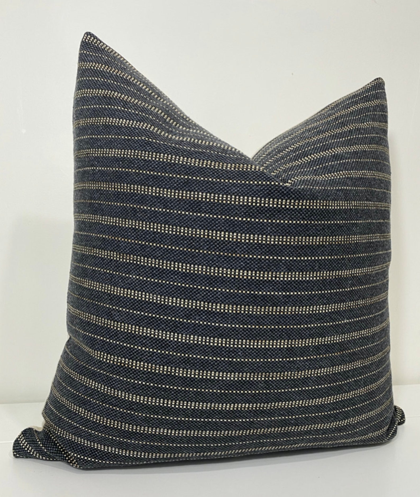 Jute Stripe Black Boho Pillow Cover Pillow Cover Black Etsy