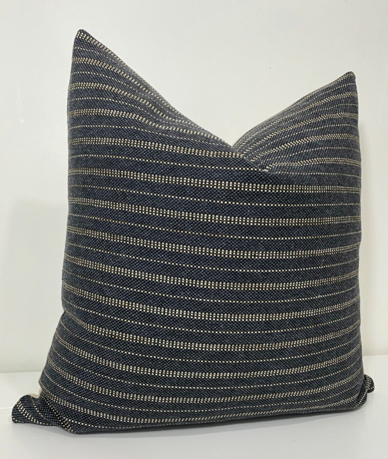 Jute Stripe Black Boho Pillow Cover Pillow Cover Black Etsy