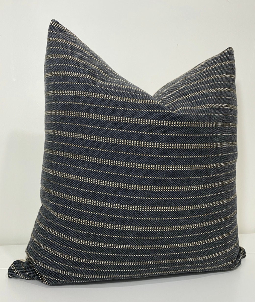 Jute Stripe Black Boho Pillow Cover Pillow Cover Black Etsy