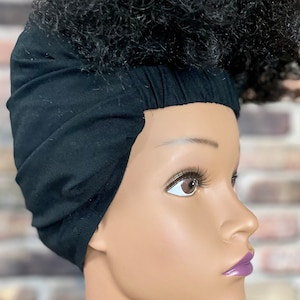 Black Headband Head Wrap, Adjustable Head Wrap, Headband Scarf , Head Wrap, Satin Lined Head Wrap