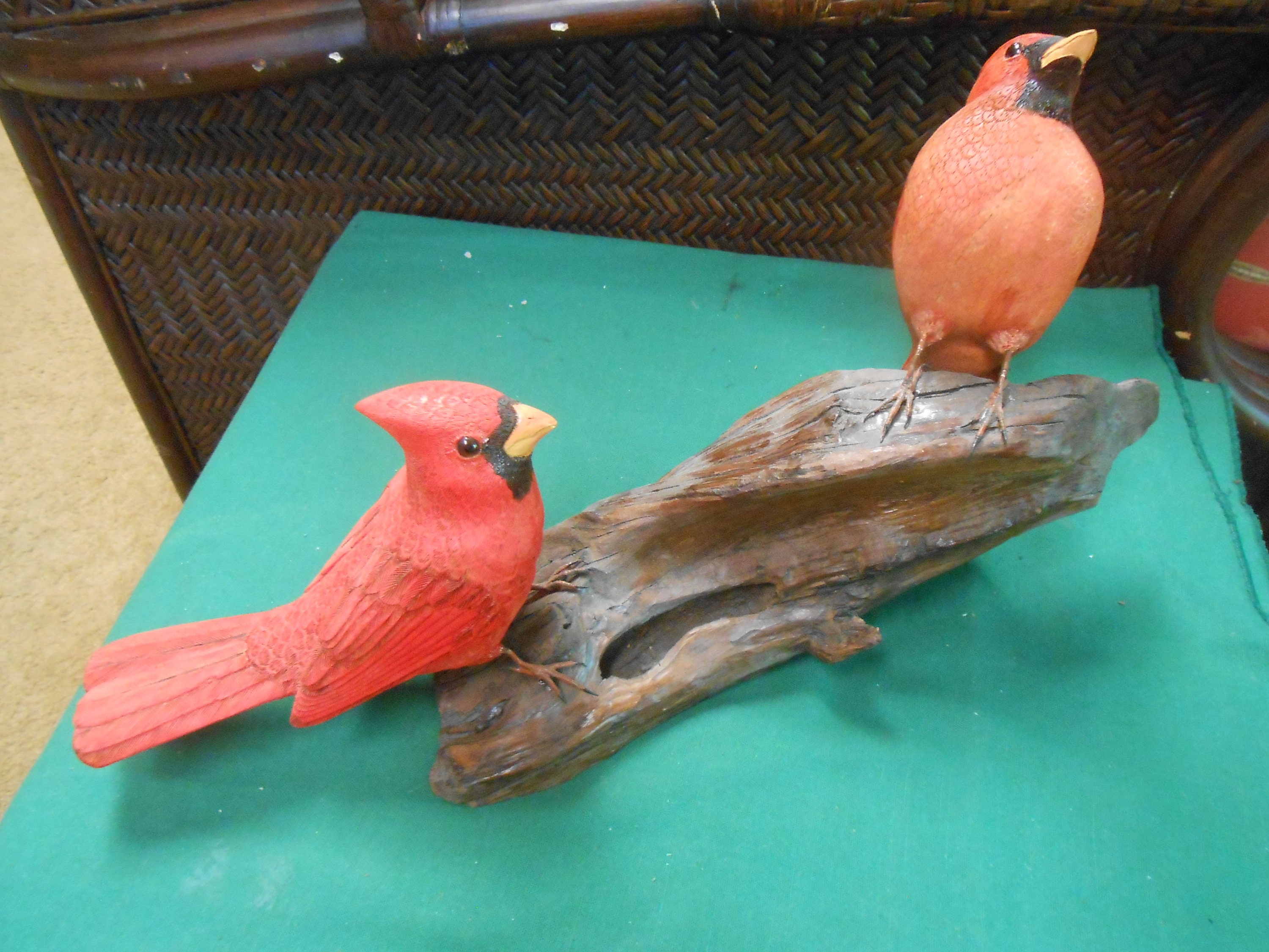 Madera artesanal 2 CARDINAL BIRDS en la estatua de la rama | Etsy