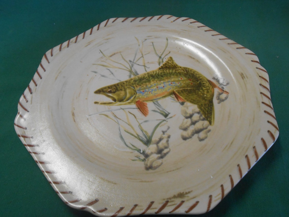 LENOX Riverwood Brook Trout Collector Plate by artist Etsy