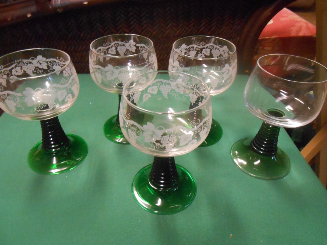 Set of 5 Art Glass WINE/WATER Glasses Etsy