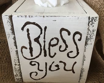 Tissue Box-Kleenex Box-Bathroom Decor-Bathroom-Home Decor-Farmhouse Decor-Tissue Box Cover-Bless You