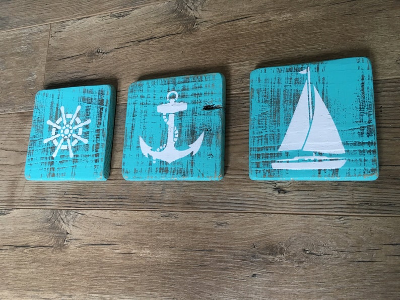 Set of 3 Wood Wall ArtBeach DecorWall HangingBeach Etsy