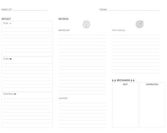 Undated Weekly Planner Printable - Dashboard Layout - Letter Size 8.5"x11"/Binder/Happy P Big Size • Minimal, Neutral Planner