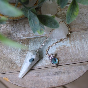 Pendulum Sterling Silver Moonstone Pendulum with Dolphin ~ New Beginnings ~