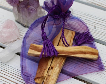 Palo Santo Sticks  3 Sticks 4" in Organza Bag ~ Protection & Clearing ~