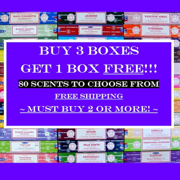 Satya Incense Sticks BUY 3 & GET 1 Box FREE! Don't add the free ones to cart