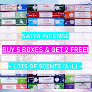 Satya Incense Sticks BUY 5 Get 2 FREE!  SCENTS A - L