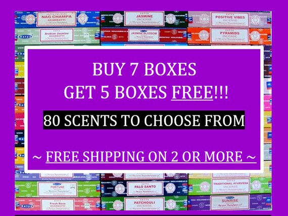 FREE SHIPPING Satya Nag Champa Incense Sticks 15gm ~ Buy 7 and get 5 FREE