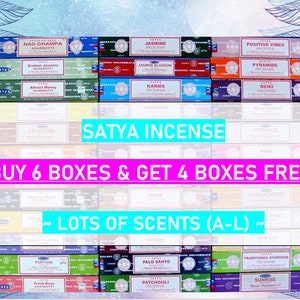Satya Incense Sticks BUY 6 Get 4 FREE!  SCENTS A - L