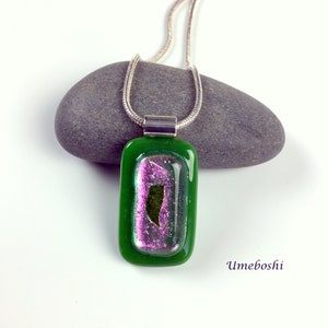 Welcome Spring Handmade Dichroic Glass Jewelry Pendant