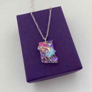 Clear Day with Rainbows Handmade Clear Dichroic Glass Jewelry Pendant