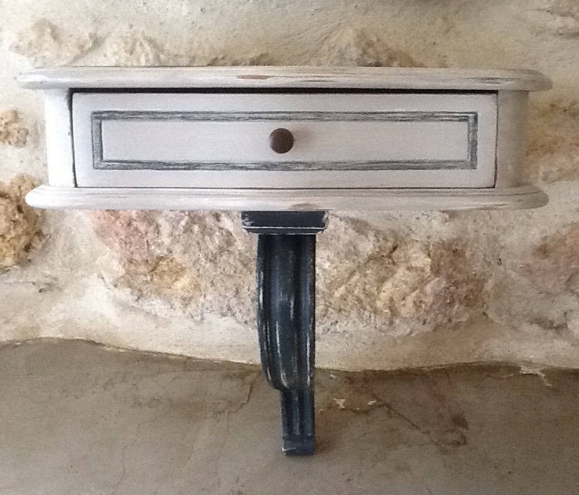 Console Ancienne avec Un Tiroir Peinte et Patinée