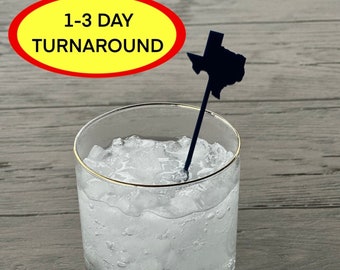 Agitateurs de boissons personnalisés : State Outline Cocktail Swizzle Sticks