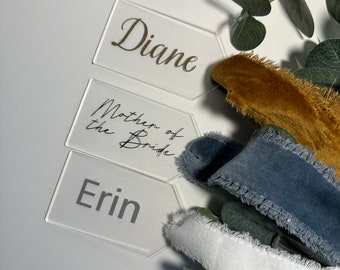 Étiquettes-cadeaux en acrylique transparent | Porte-nom personnalisé | Étiquette de cadeau de mariage personnalisée