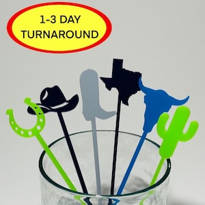 SET OF 6 - Western drink stirrers | Swizzle sticks | Personalized cocktail stirrers