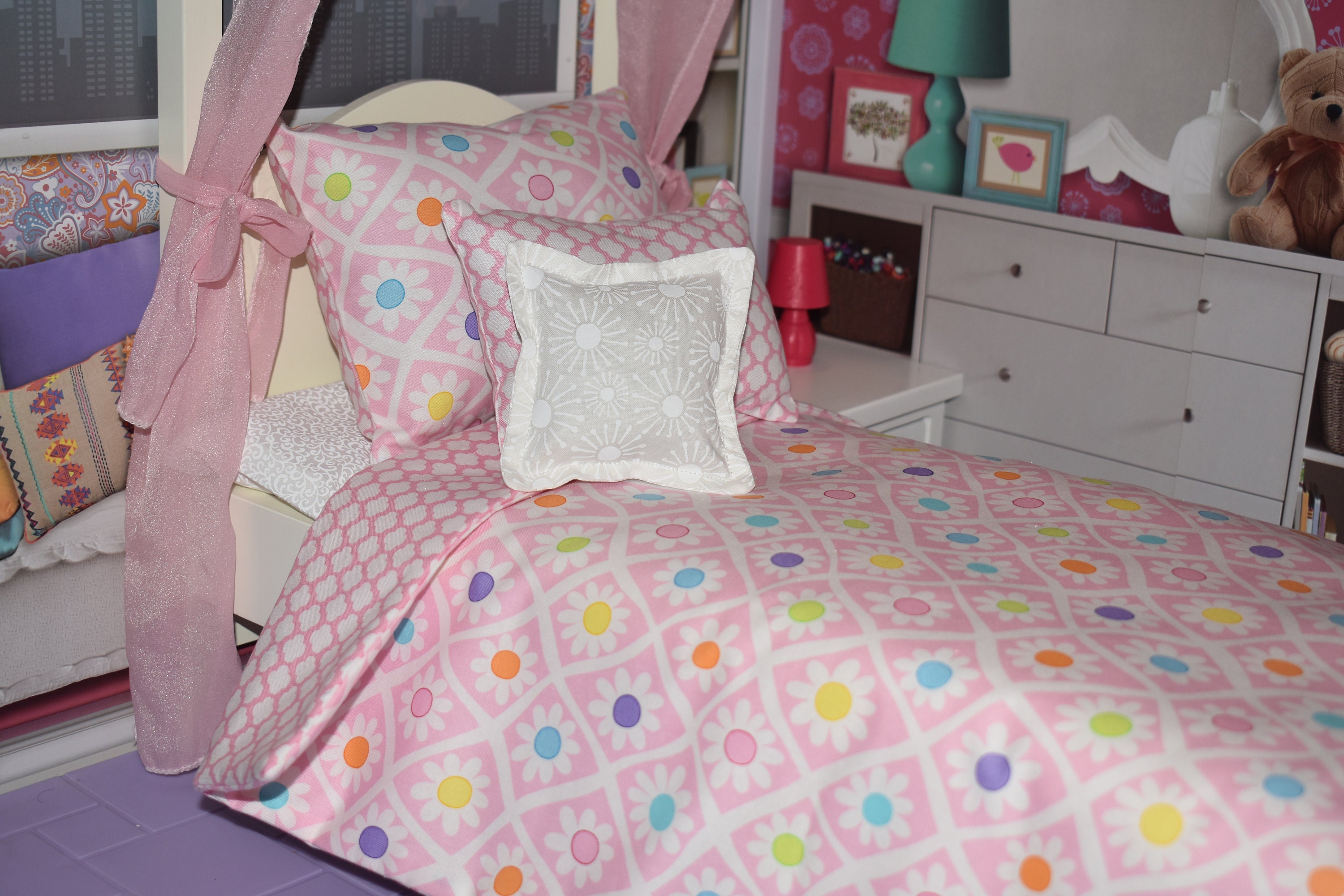 american girl pink bed