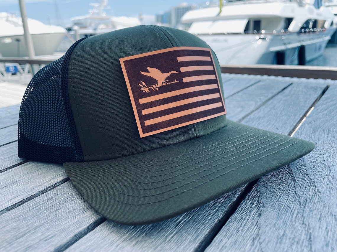 Duck Hat Leather Patch Hat Ducks Unlimited Hunter Camo Etsy