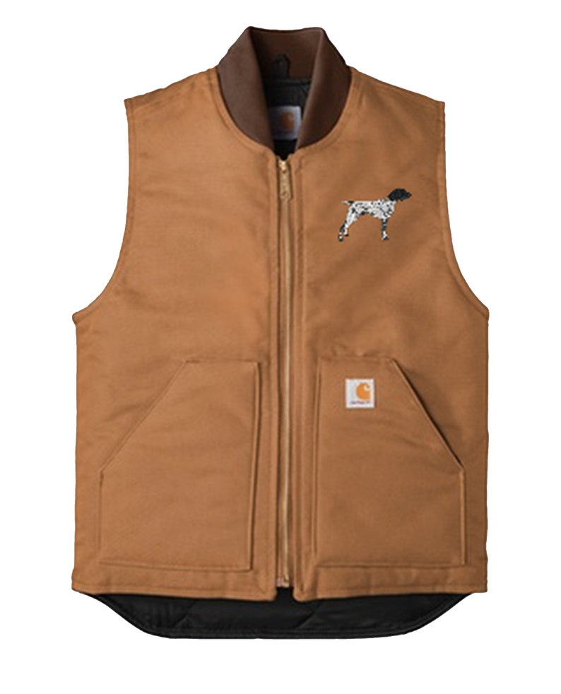 German Shorthair Brown Duck Vest Pointer GSP Dog Carhartt Men/'s Carhartt Duck Vest Pointer Dog Embroidered Vest