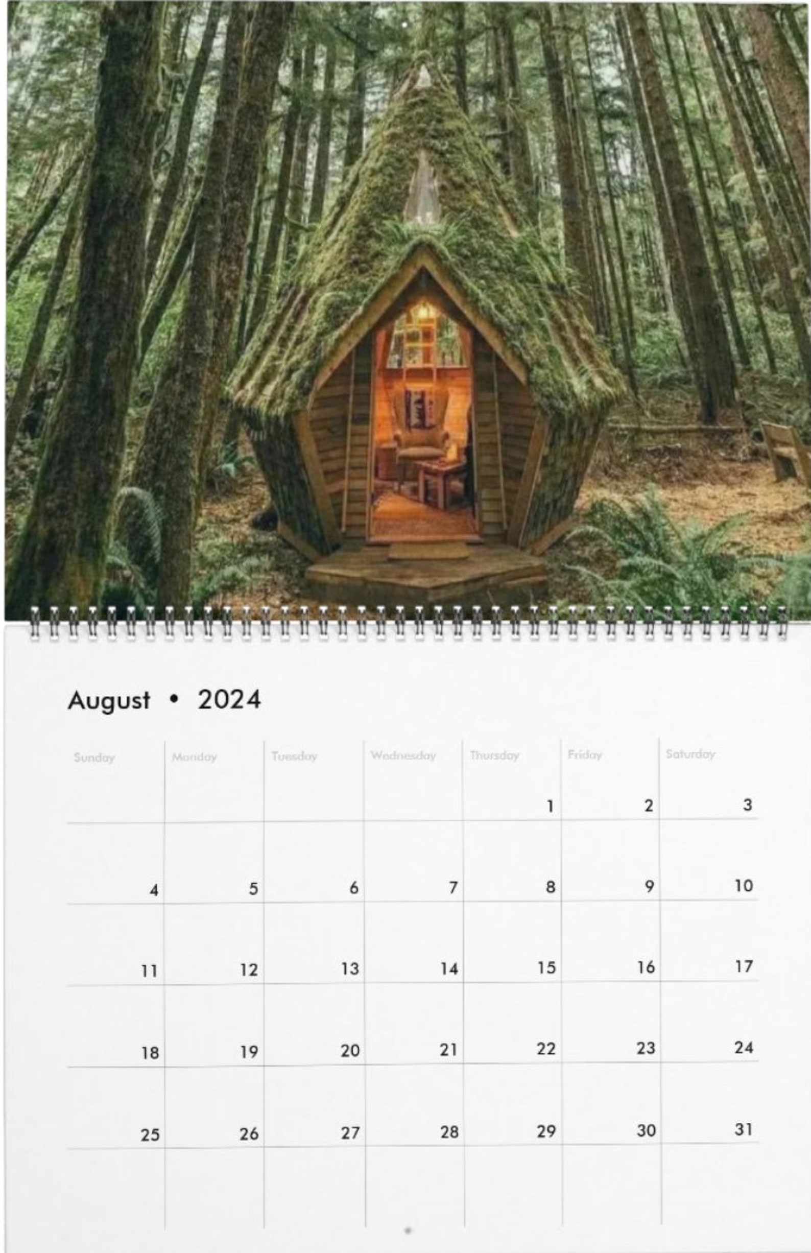 Log Cabin Whispers A Year of Rustic Retreats, Calendar 2924, Gift for