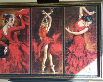 Completed 1000pc Castorland&#39;s Crimson Dancers Puzzle Wall Art - Professionally Custom Framed