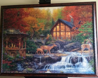Large Autumn Wall Art for Home & Office. Professionally Custom Framed Clementoni&#39;s 3000pc Autumn Puzzle HQ Wall Art