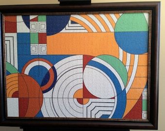 Frank Lloyd Wright Hoffman House Rug Design Custom Framed 1000pc Finished Puzzle Wall Art