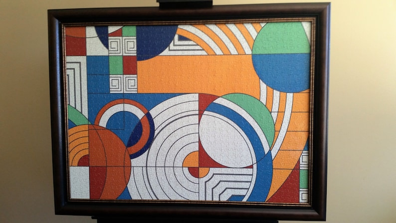 Frank Lloyd Wright Hoffman House Rug Design Custom Framed 1000pc Finished Puzzle Wall Art
