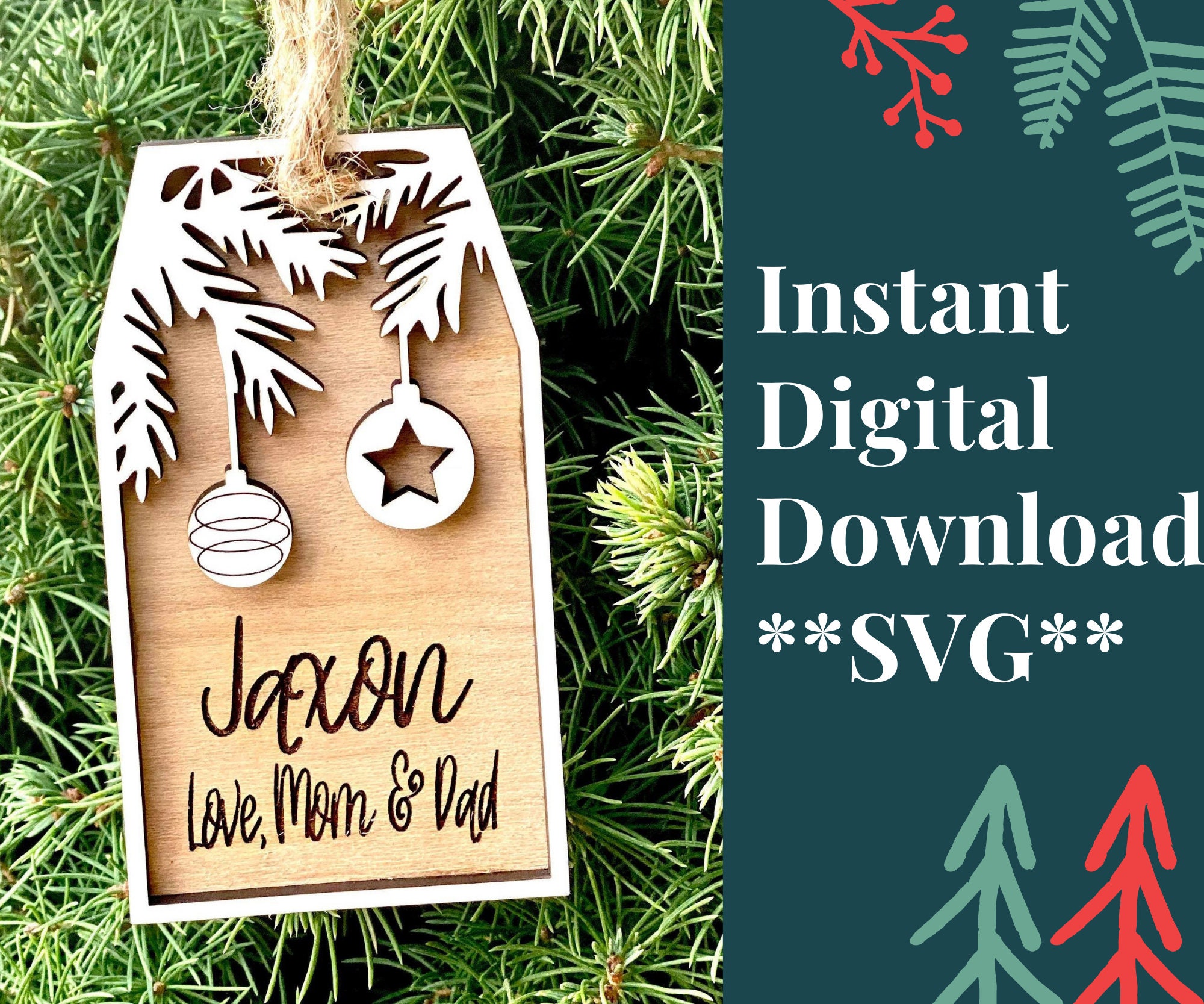 Download Christmas Gift Tag Svg File For Glowforge Laser Cutting Svg Etsy