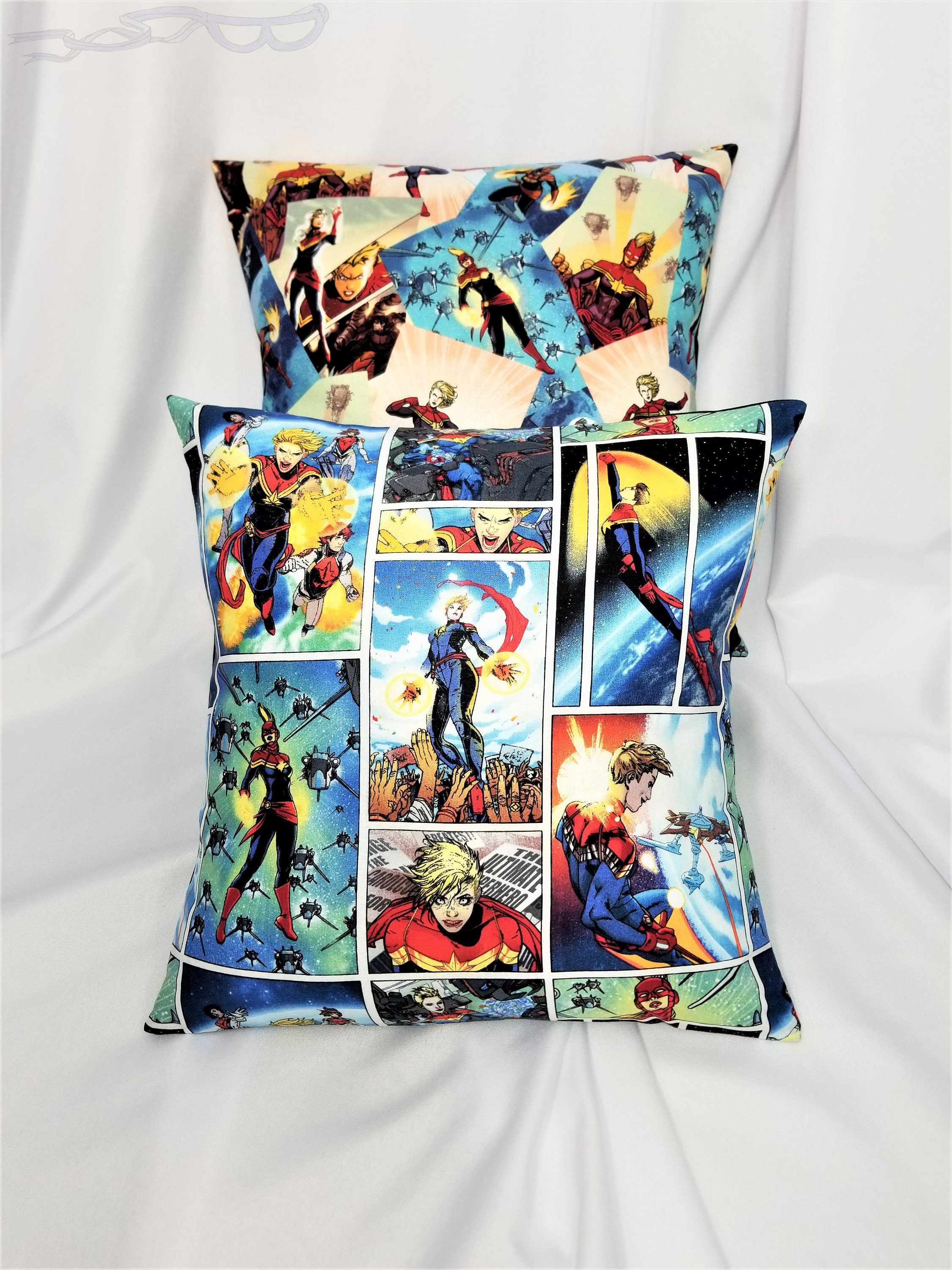 Captain Marvel Fabric Made Into a Decorative Pillow Cover. - Etsy