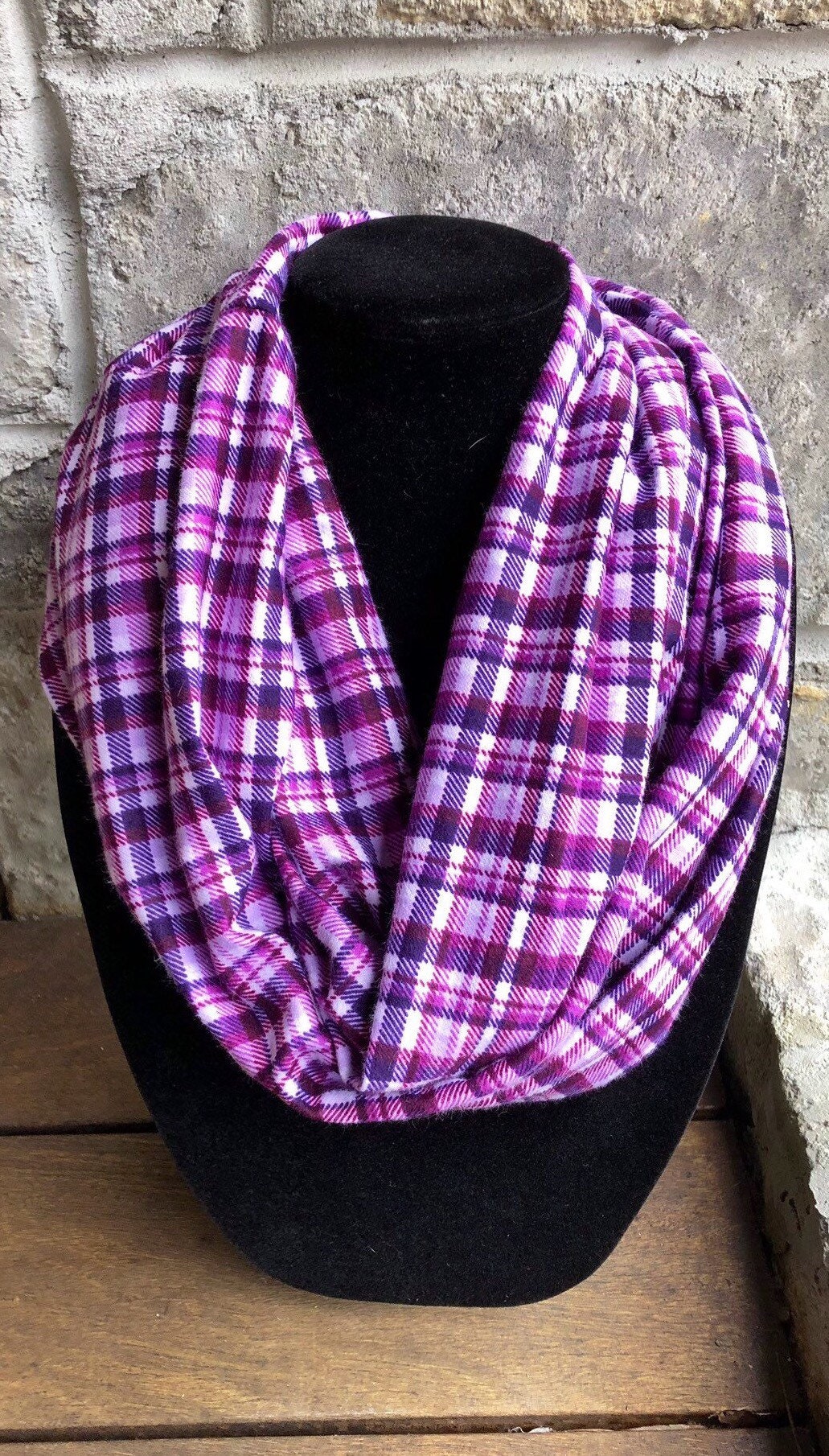 Purple plaid flannel infinity scarf flannel scarf purple | Etsy