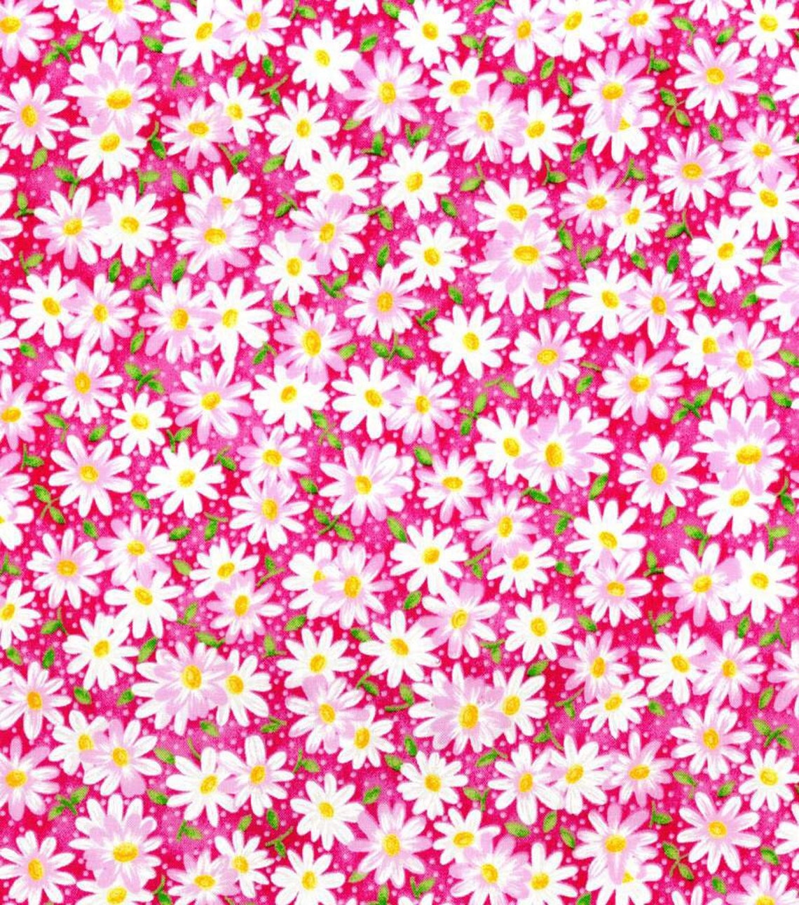 Daisy fabric Flower fabric by the yard Pink floral cotton Etsy