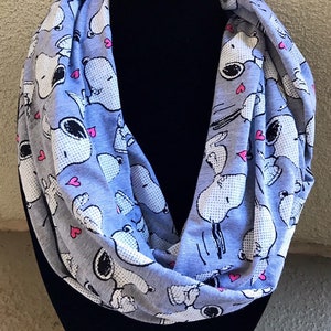 Snoopy infinity scarf, snoopy scarf, peanuts infinity scarf, peanuts accessory, snoopy accessories, snoopy scarves, snoopy gift