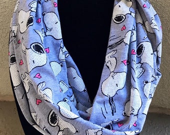 Snoopy infinity scarf, snoopy scarf, peanuts infinity scarf, peanuts accessory, snoopy accessories, snoopy scarves, snoopy gift