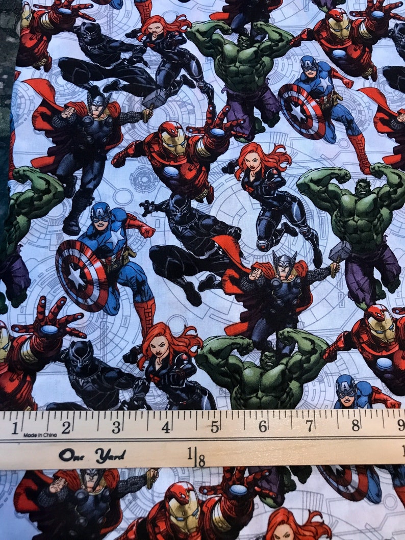 Avengers Fabric Character Fabric by the Yard Marvel Cotton Etsy