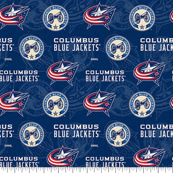 Columbus Blue Jackets fabric, Columbus Blue Jackets fabric by the yard, NHL material, Blue Jackets cotton fabric