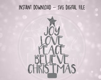 SVG Digital File - Christmas Tree Words