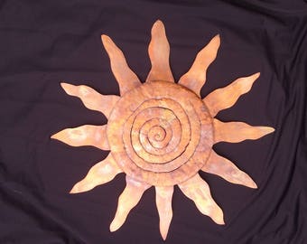 Copper Spiral Sun Sculpture Wall Art