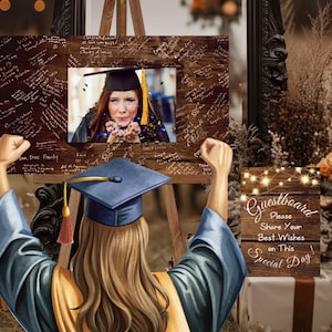 Marco de fotos de madera personalizado para graduación (alternativa al libro de firmas)